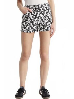 Tinseltown Print Relaxed Denim Shorts Black White Checker Heart NWT Size 3/26